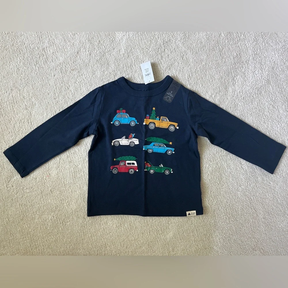 Gap, blue galaxy, organic cotton Holiday graphic t-shirt, 2 years